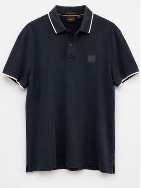 Boss Navy Polo with White Contrast Trim